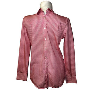 CHRISTIAN LACROIX Top Men’s Sz S 14.5 Red White Contemporary Fit Button LS Shirt